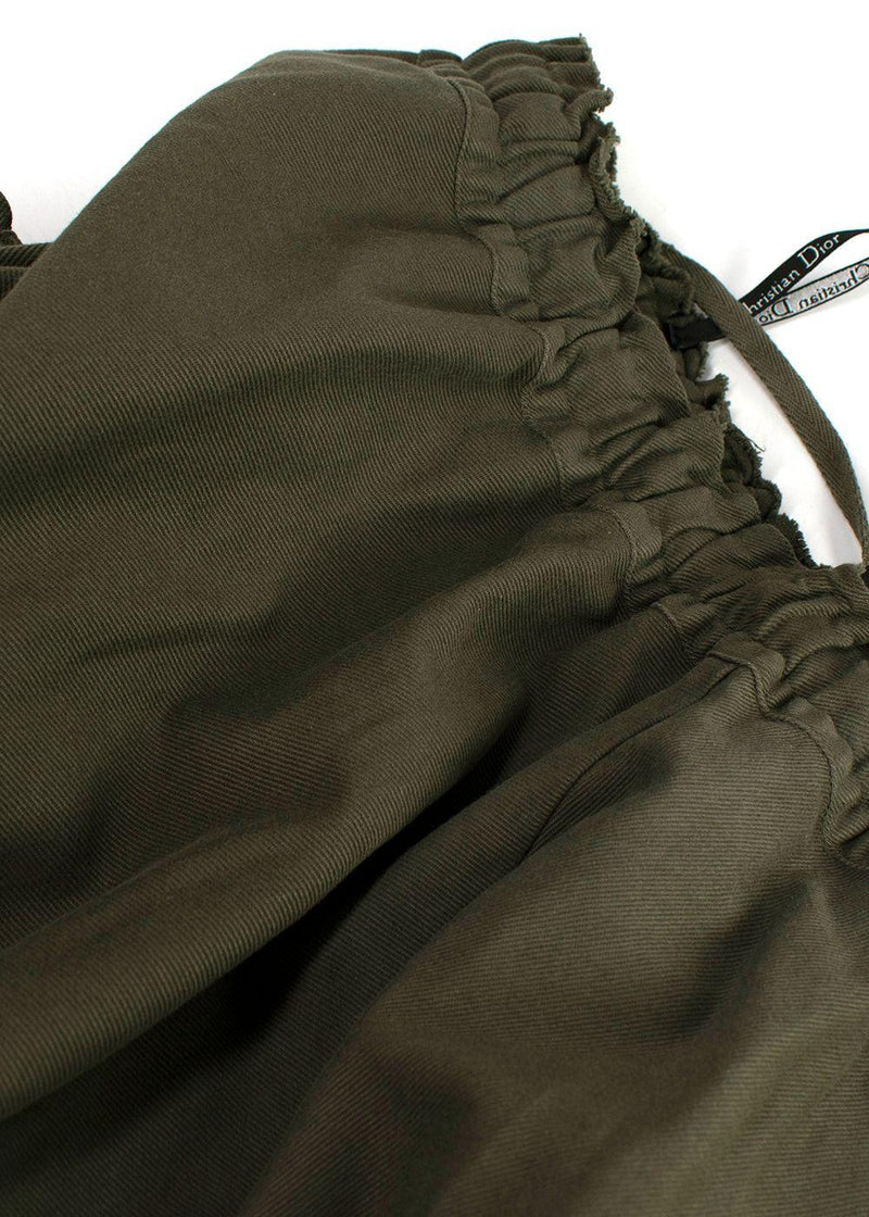 Dior Khaki Union Motif Flared Midi Skirt