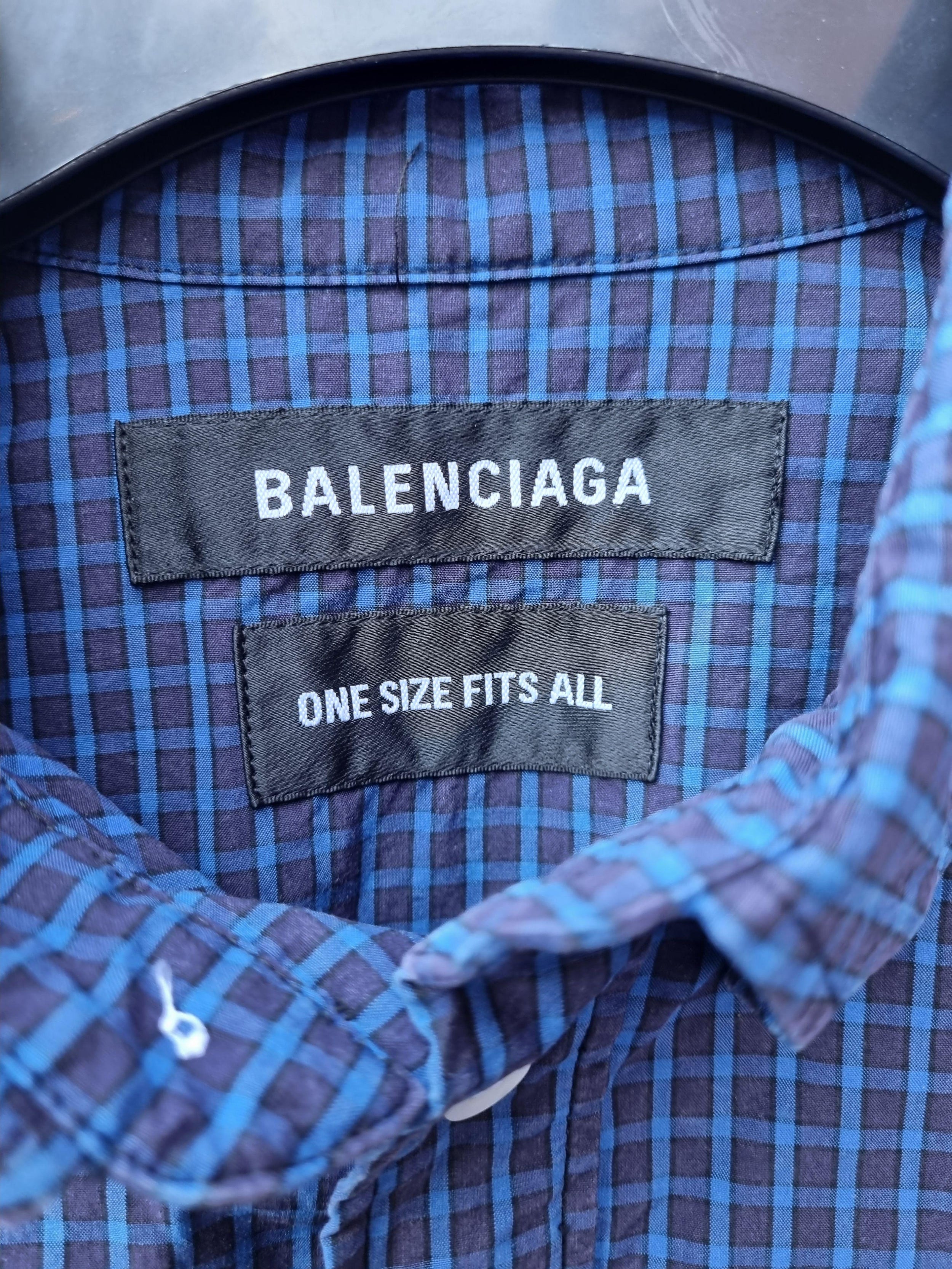 Blue windowpane check cotton oversize shirt