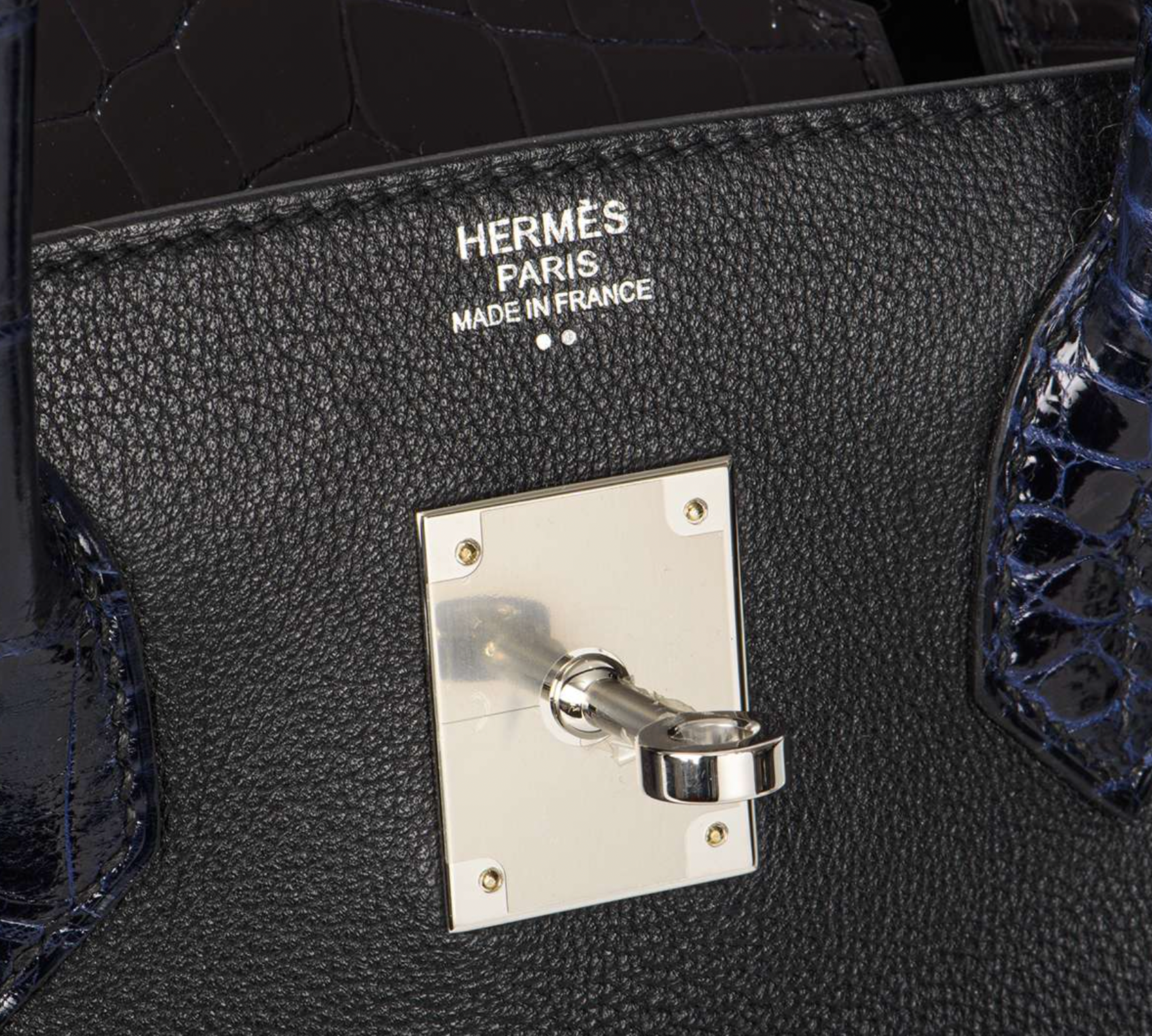 Bleu Marine & Noir Lisse Birkin Touch 30 PHW