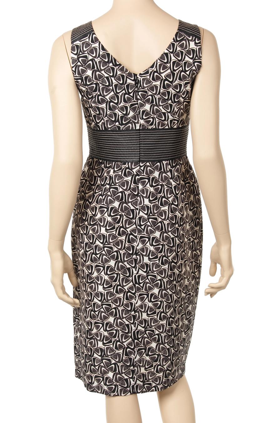 Laurel Cream, Brown & Black Graphic print pencil dress.
