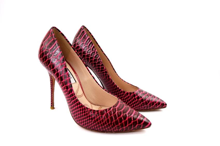 Lucy Choi Neon Snake Print Pumps