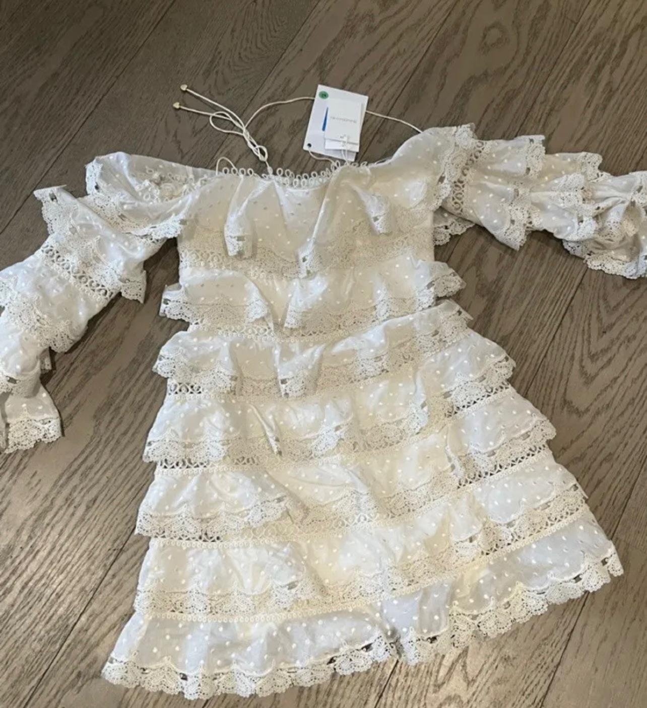 Embroidered Lace Tiered Mini Dress