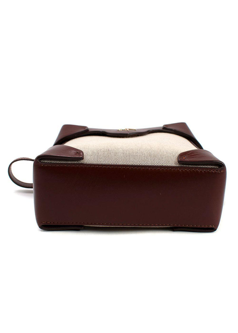 Manu Atelier Chocolate Brown Leather and Canvas Mini Pristine Crossbody Bag