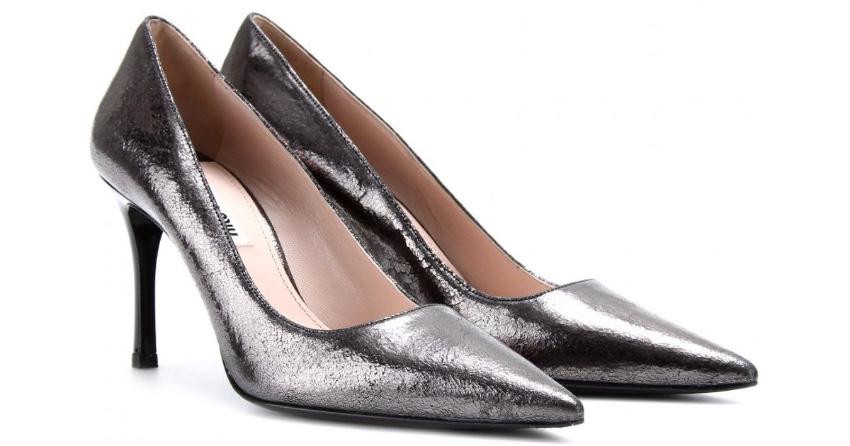 Miu Miu Pewter Metallic High Heel Pumps