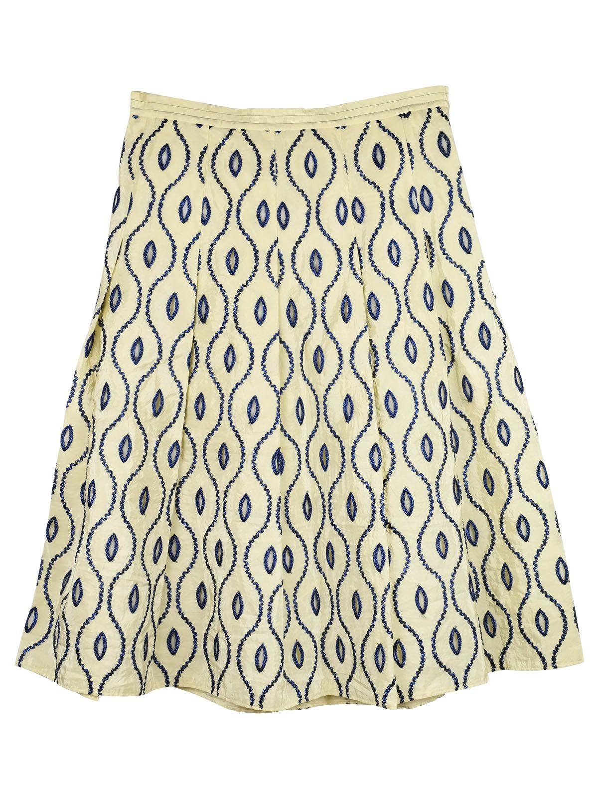Ivory & blue cutwork embroidered skirt