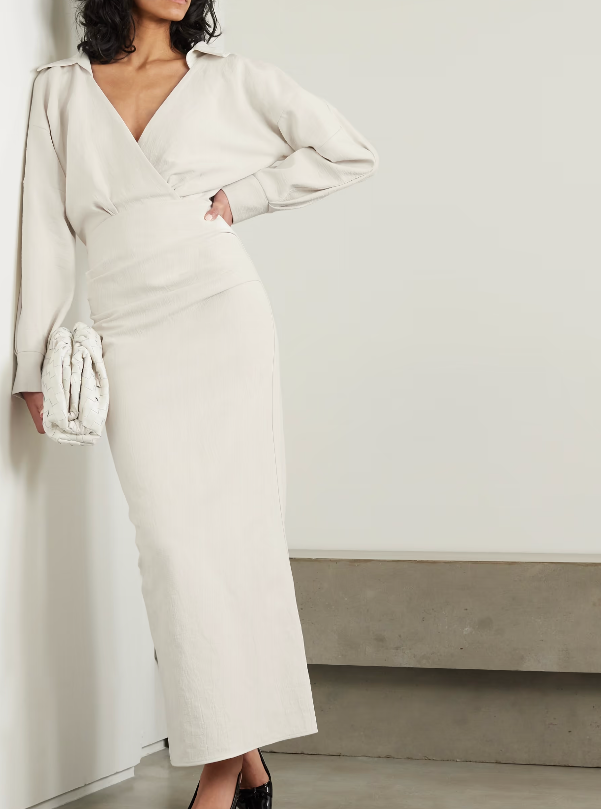 Maticevski Category Ruched Linen Midi Shirt Dress