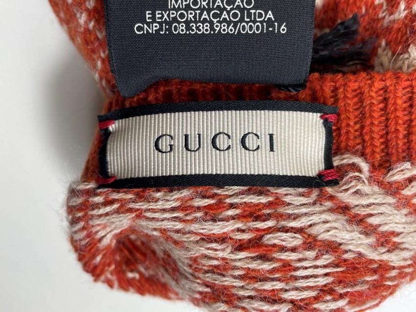 Gucci Orange Fair Isle Fingerless Foxlov Gloves - Size M