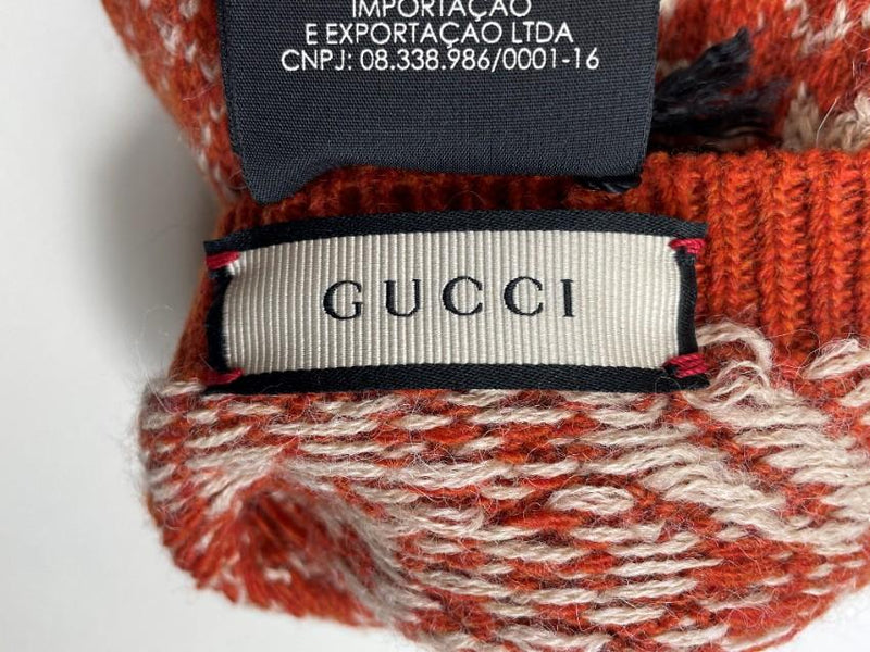 Gucci Orange Fair Isle Fingerless Foxlov Gloves - Size M