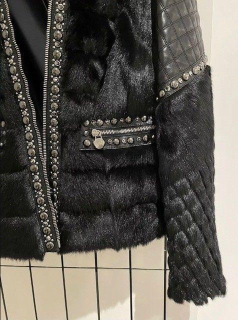Black leather & goat fur jacket