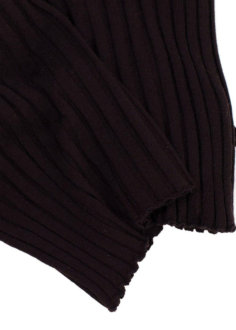 Bottega Veneta Dark Brown Long Sleeve Ribbed Top