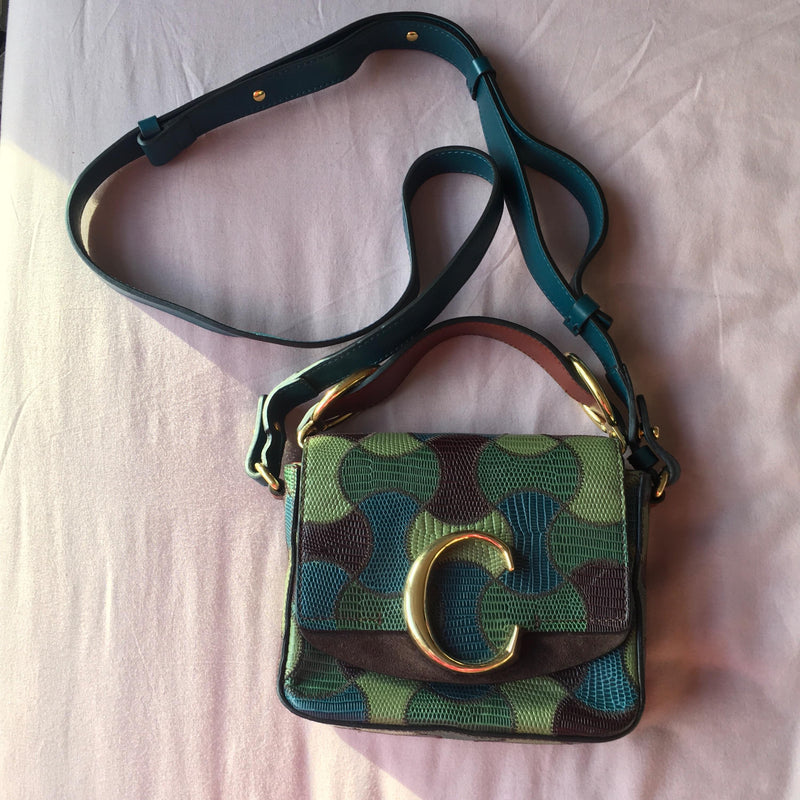 Chloe Green Lizard Embossed C Bag