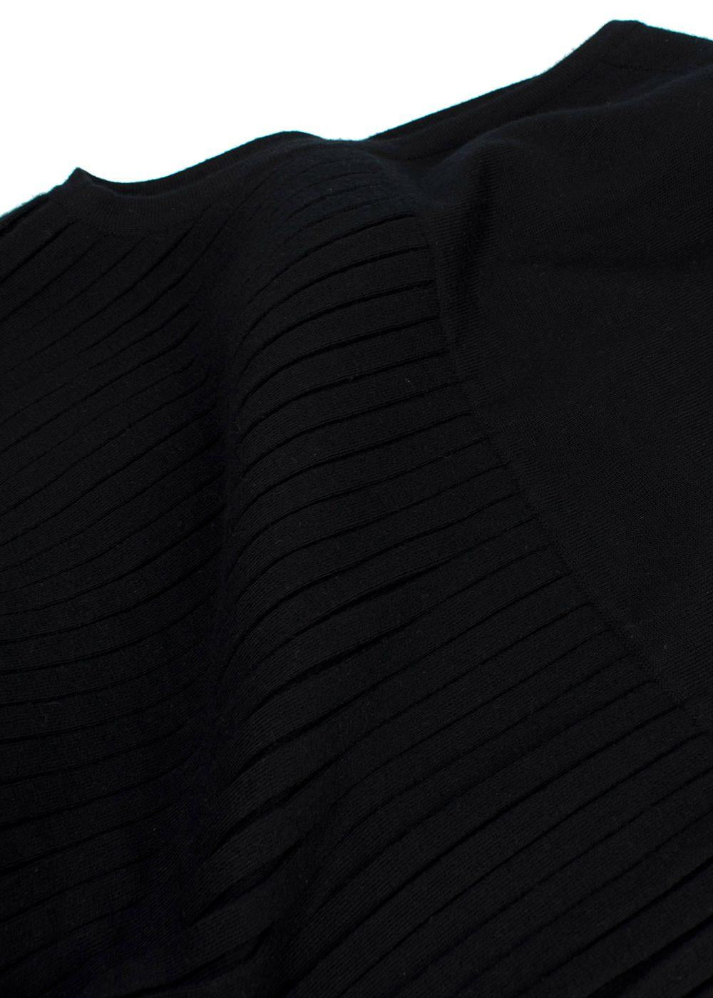Hermes Black Cashmere Knit Pleated Dress