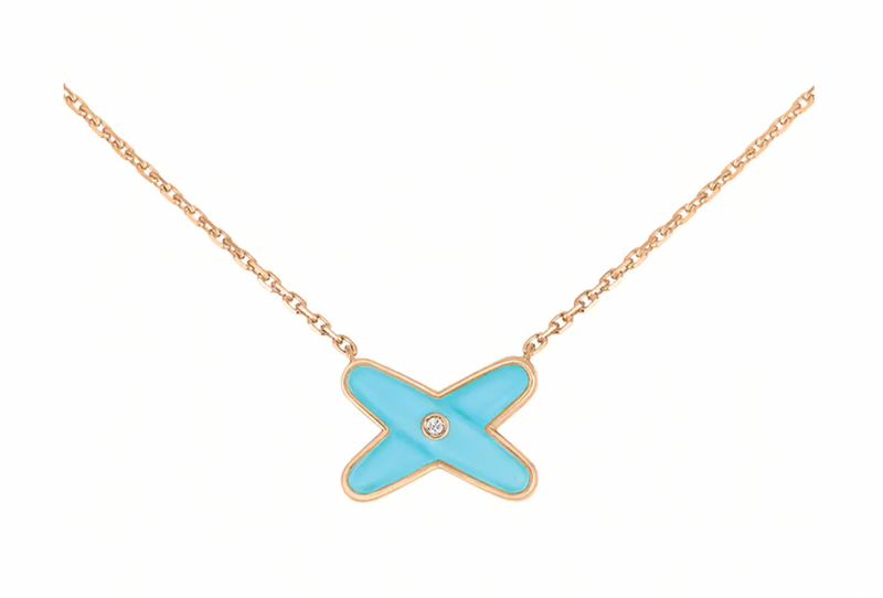 Rose Gold Blue Jeux de liens Pendant Necklace