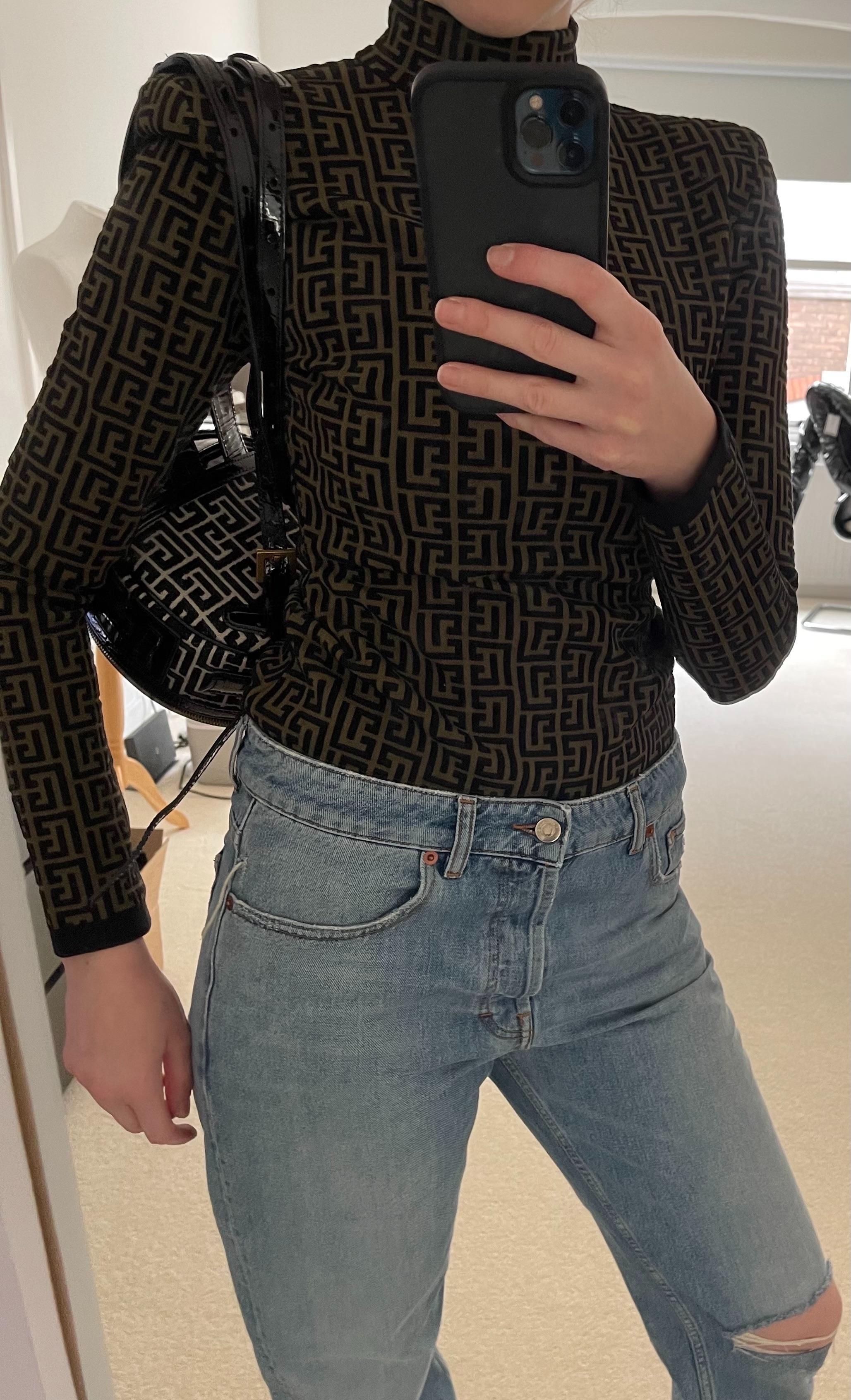 Khaki Monogram Stretch Knit Jumper