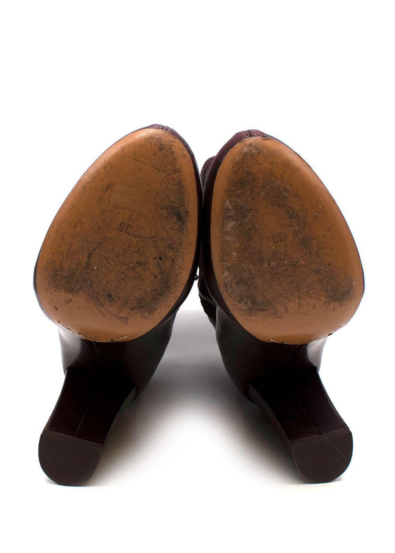 burgundy stretch-leather heeled boots