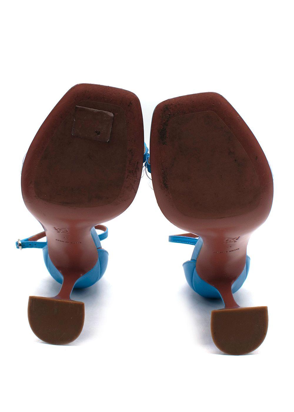 Amina Muaddi Blue Oya Heeled Sandals