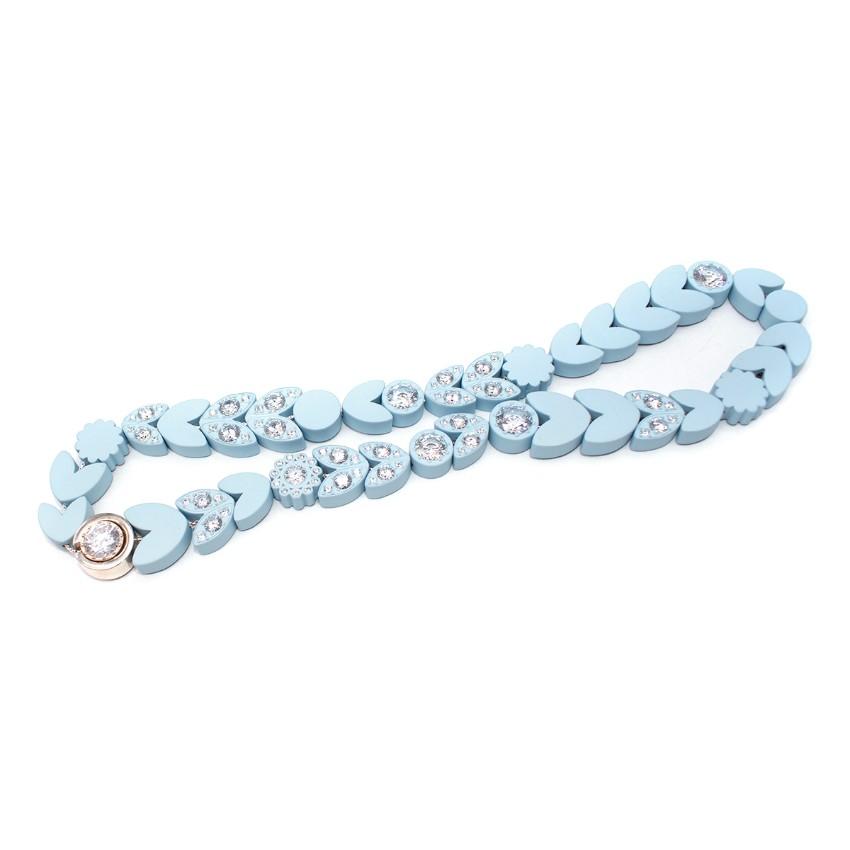Bottega Veneta Pastel Blue Crystal Embellished Necklace