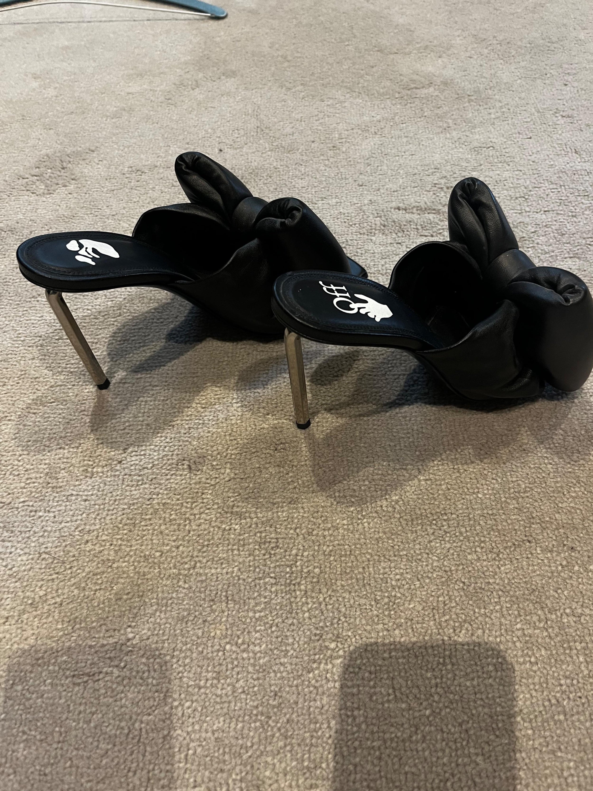 Black Leather Allen Bow Mules