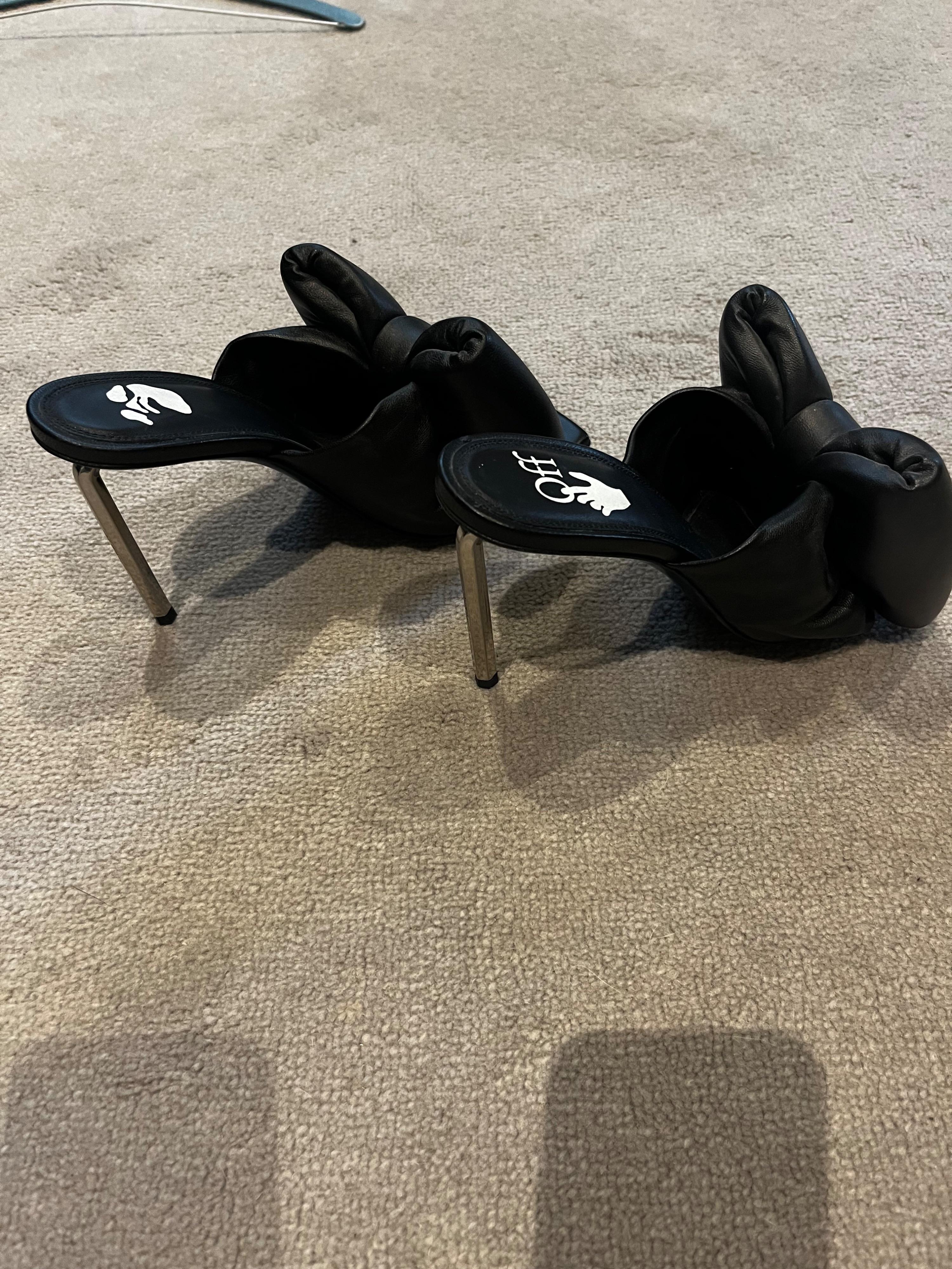 Black Leather Allen Bow Mules