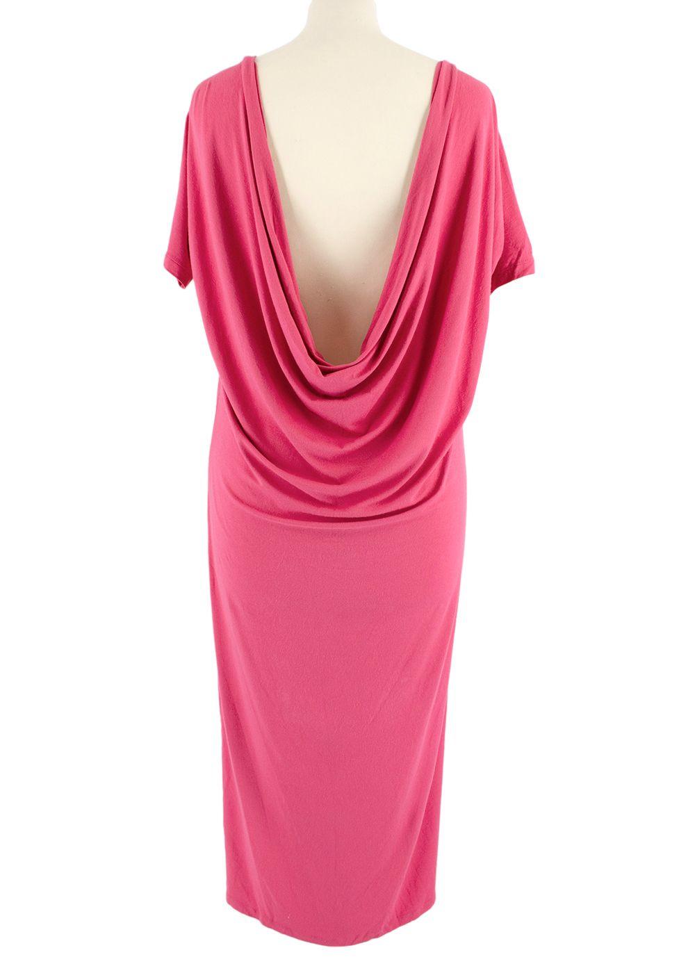 Pink Draped Back T-Shirt Midi Dress