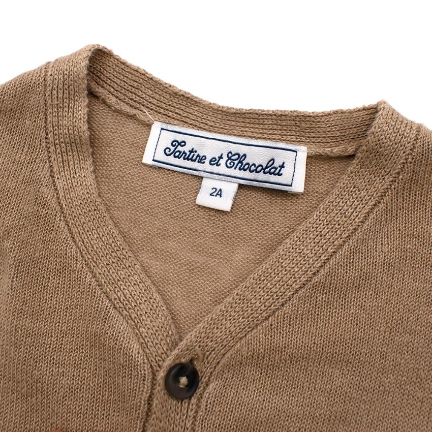 Tartine et Chocolat Cream Linen Knit Cardigan