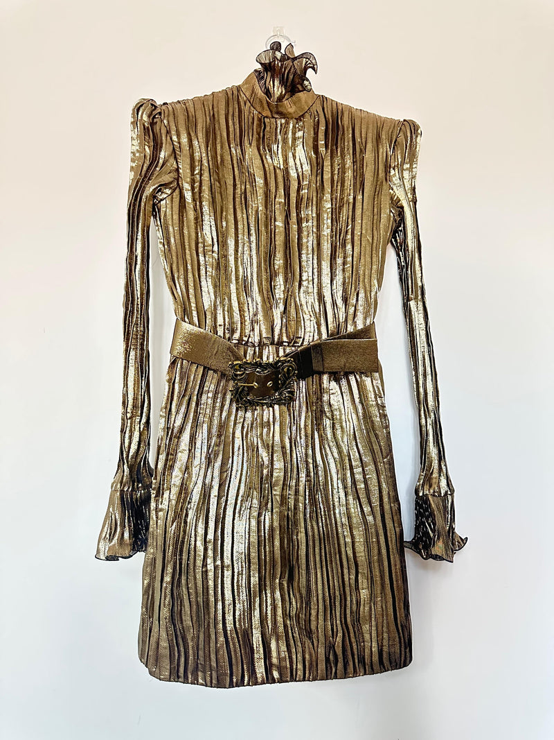 Andrew GN Gold Metallic Mini Dress