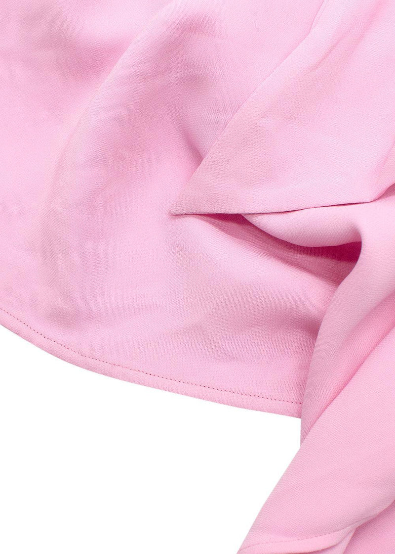 The Attico “Becky” Cutout Woven Mini Dress in Bubblegum Pink