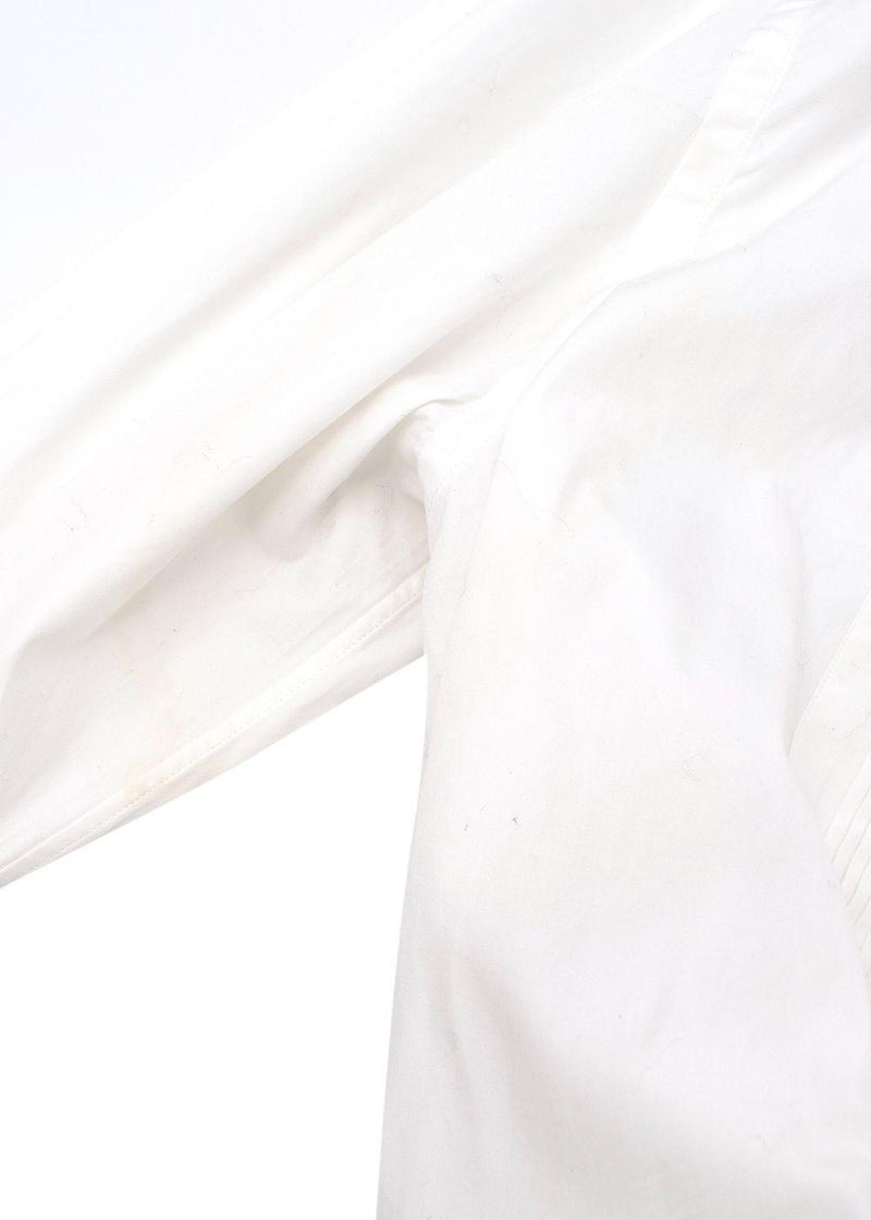 Tom Ford White Cotton Pleated Tuxedo Shirt