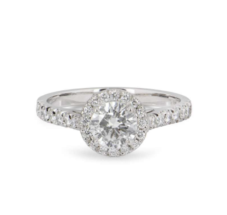 Bespoke Light Green Round Diamond Platinum Ring
