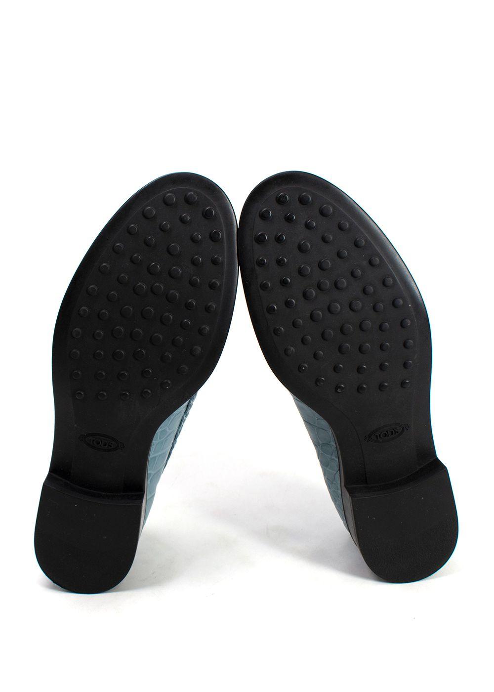 Tod's Blue Croc Embossed Loafers
