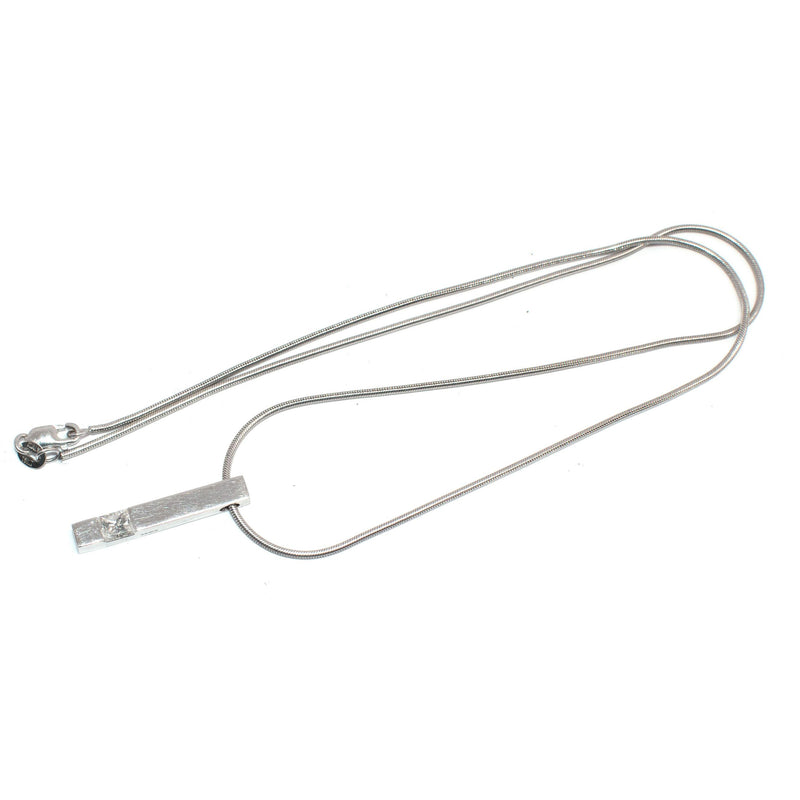 Bespoke 18ct White Gold Single Bright White Diamond Bar Pendant
