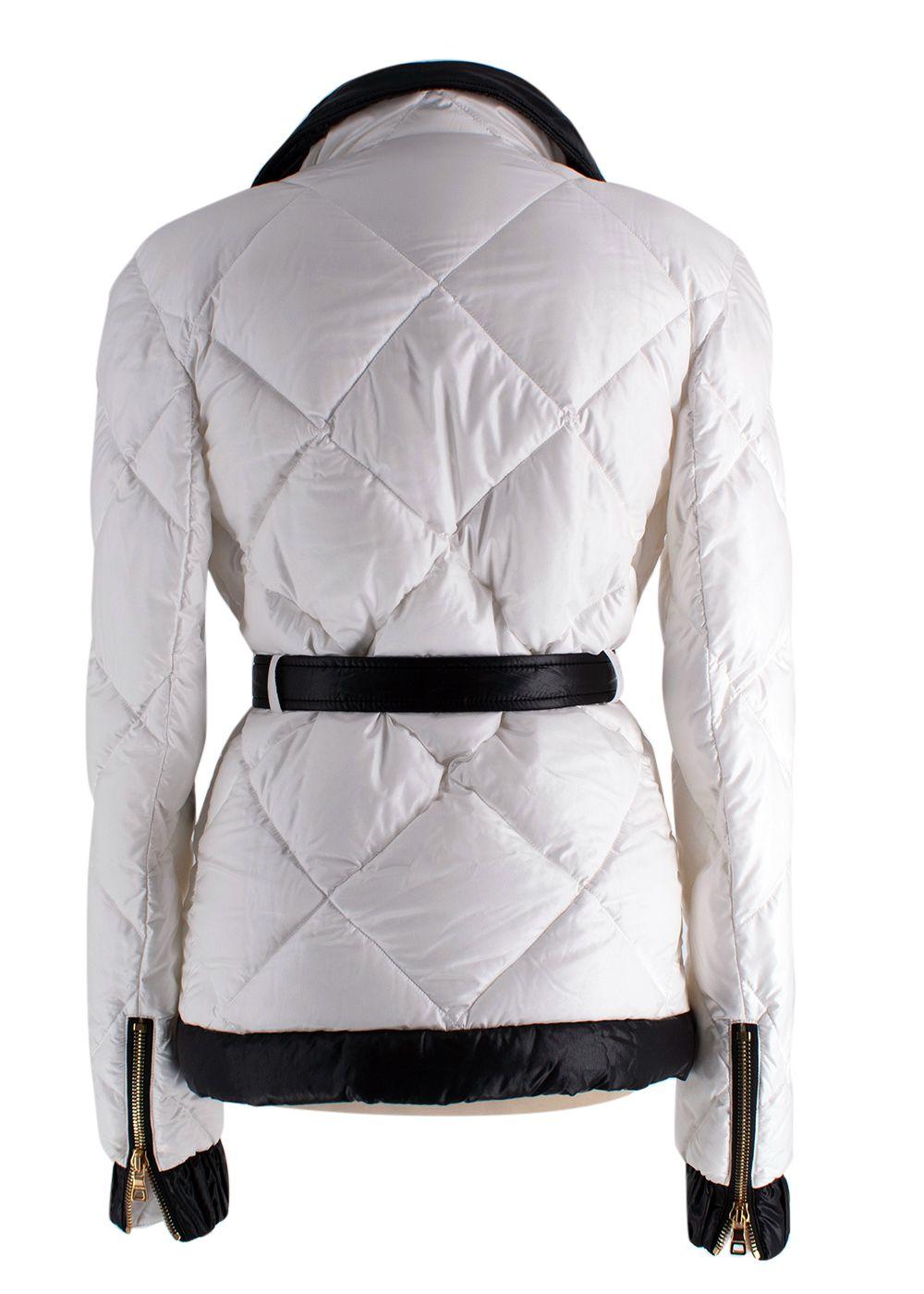 Balmain Black and White Belted Puffer Jacket