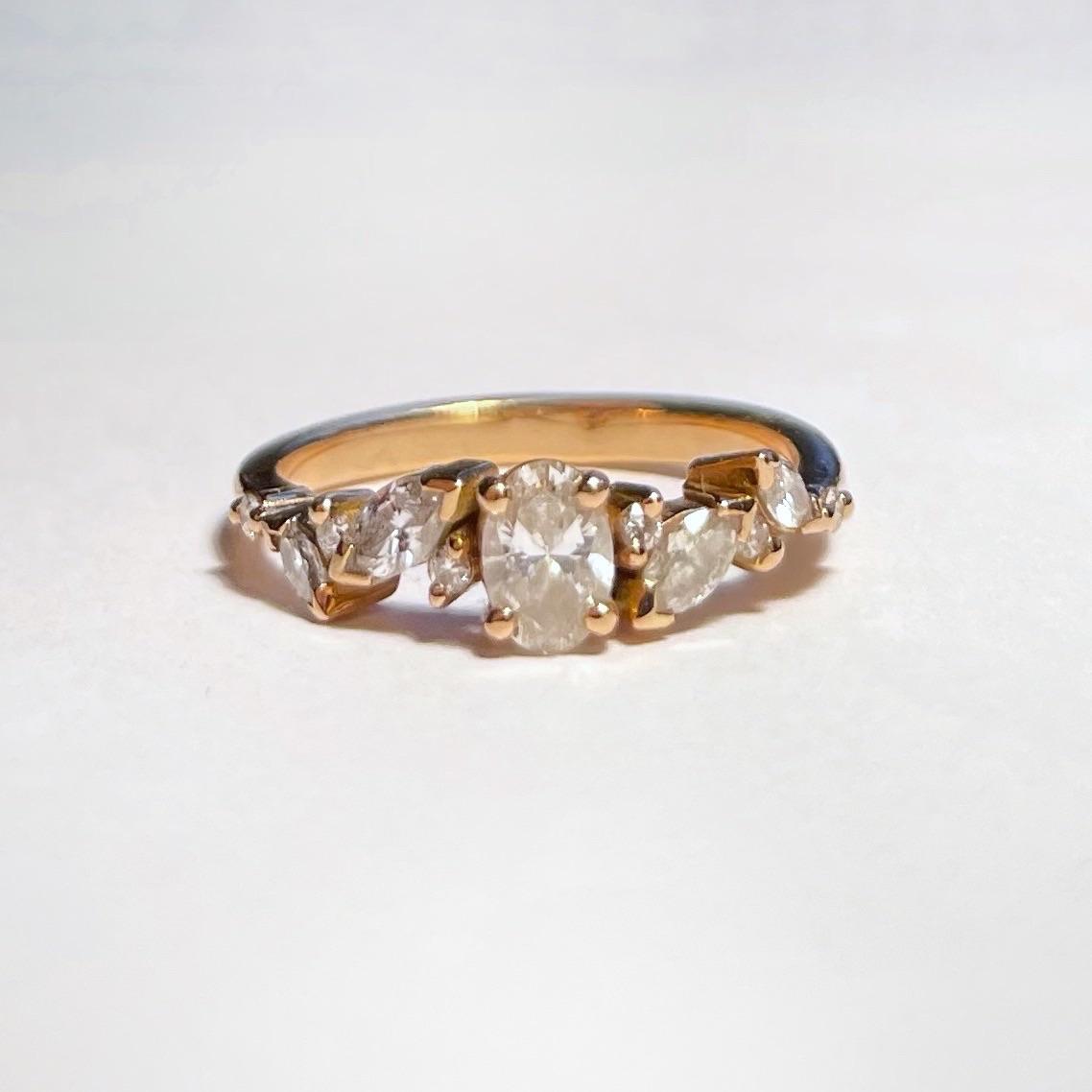 Bespoke 18K Rose Gold  Oval Cut Diamond Ring