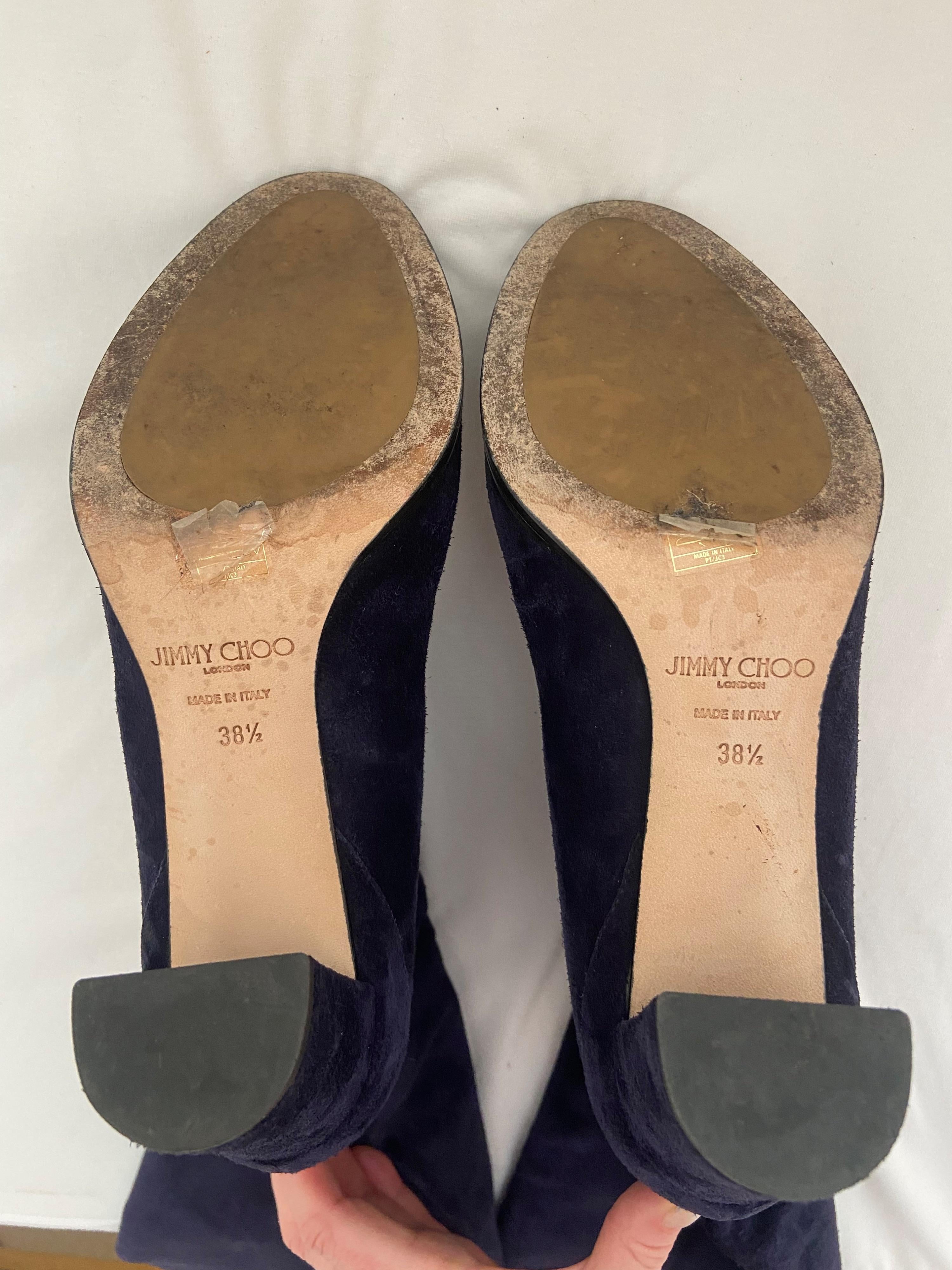Navy Blue Suede Madalie Long Heeled Boots