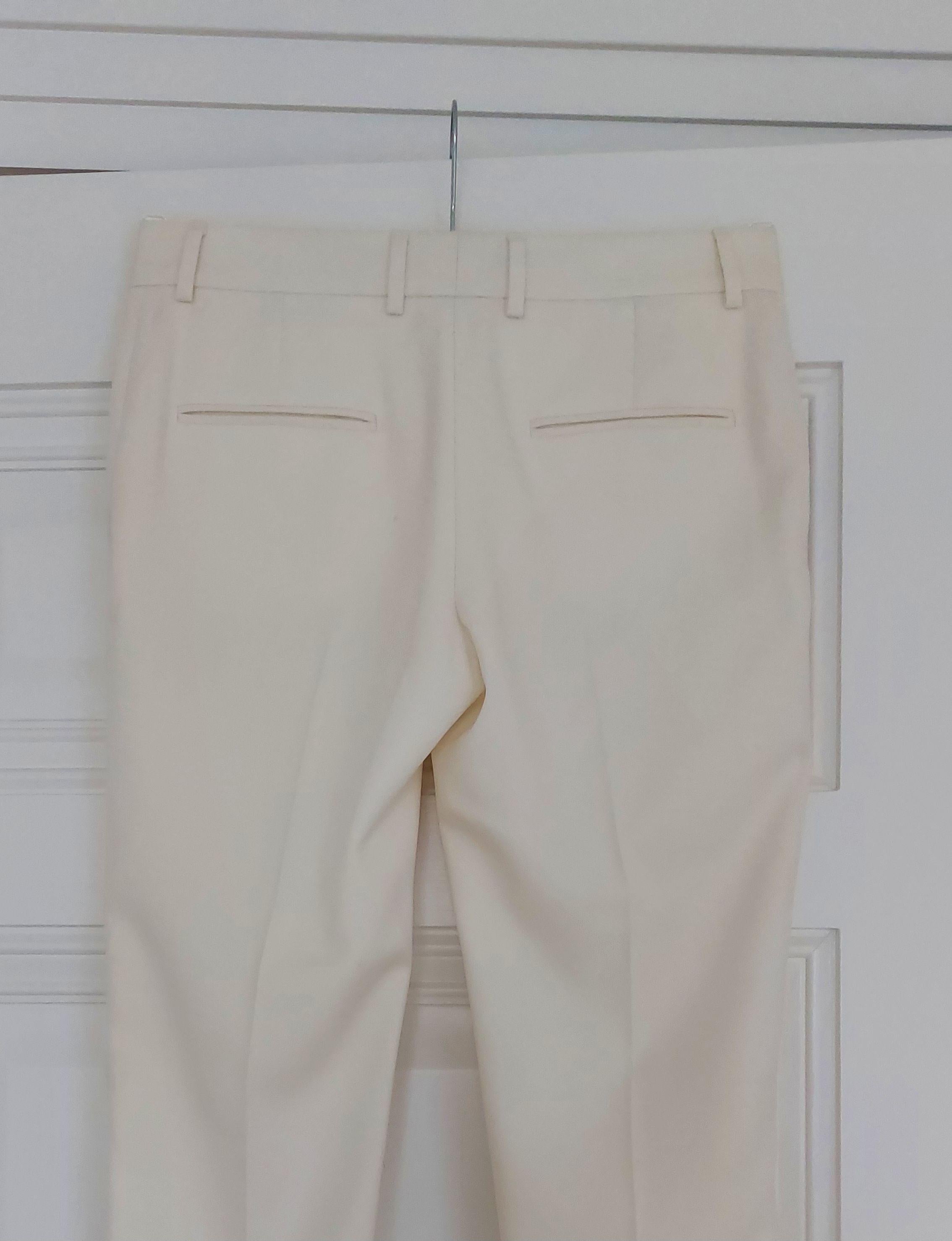 Saint Laurent Cream Satin Trimmed Tapered Trousers