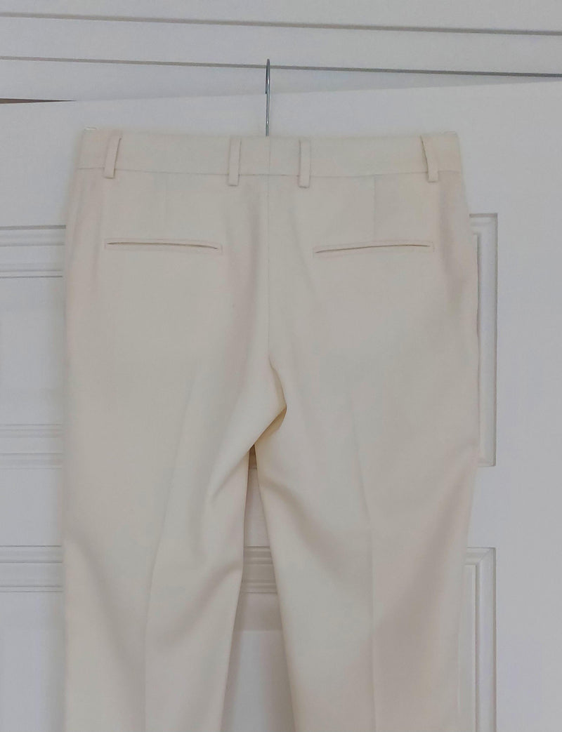 Saint Laurent Cream Satin Trimmed Tapered Trousers