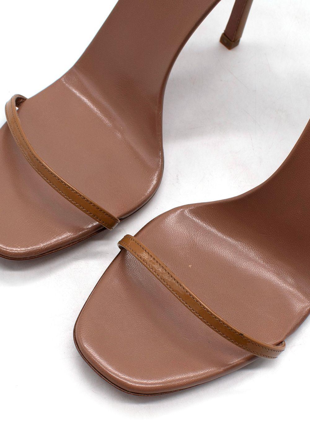 Alaia Beige Barely There Sandals in Patent Leather