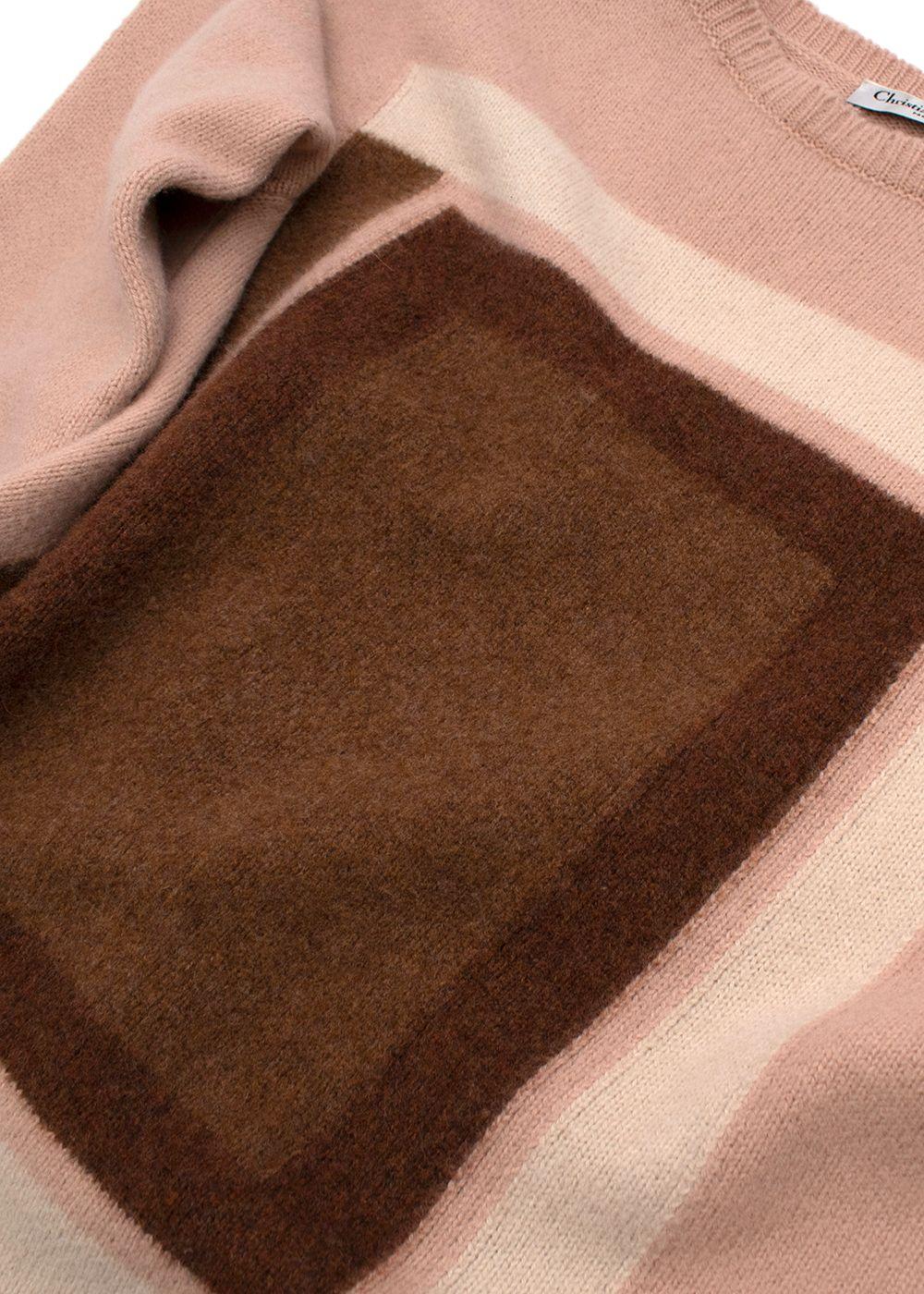 Dior Light pink square intarsia knit cashmere jumper