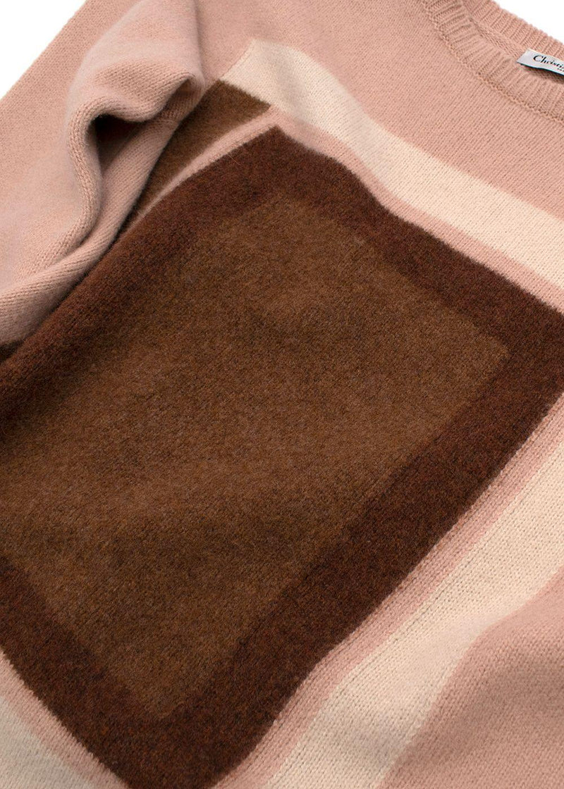 Dior Light pink square intarsia knit cashmere jumper
