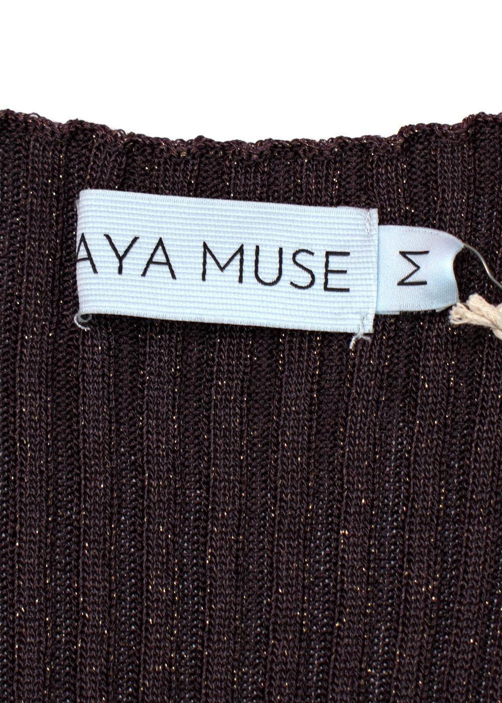 Aya Muse Brown Lurex Ribbed Knit Vest