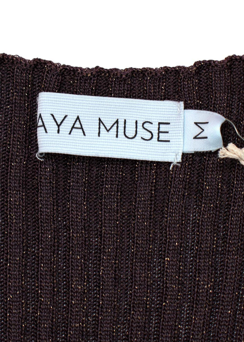 Aya Muse Brown Lurex Ribbed Knit Vest