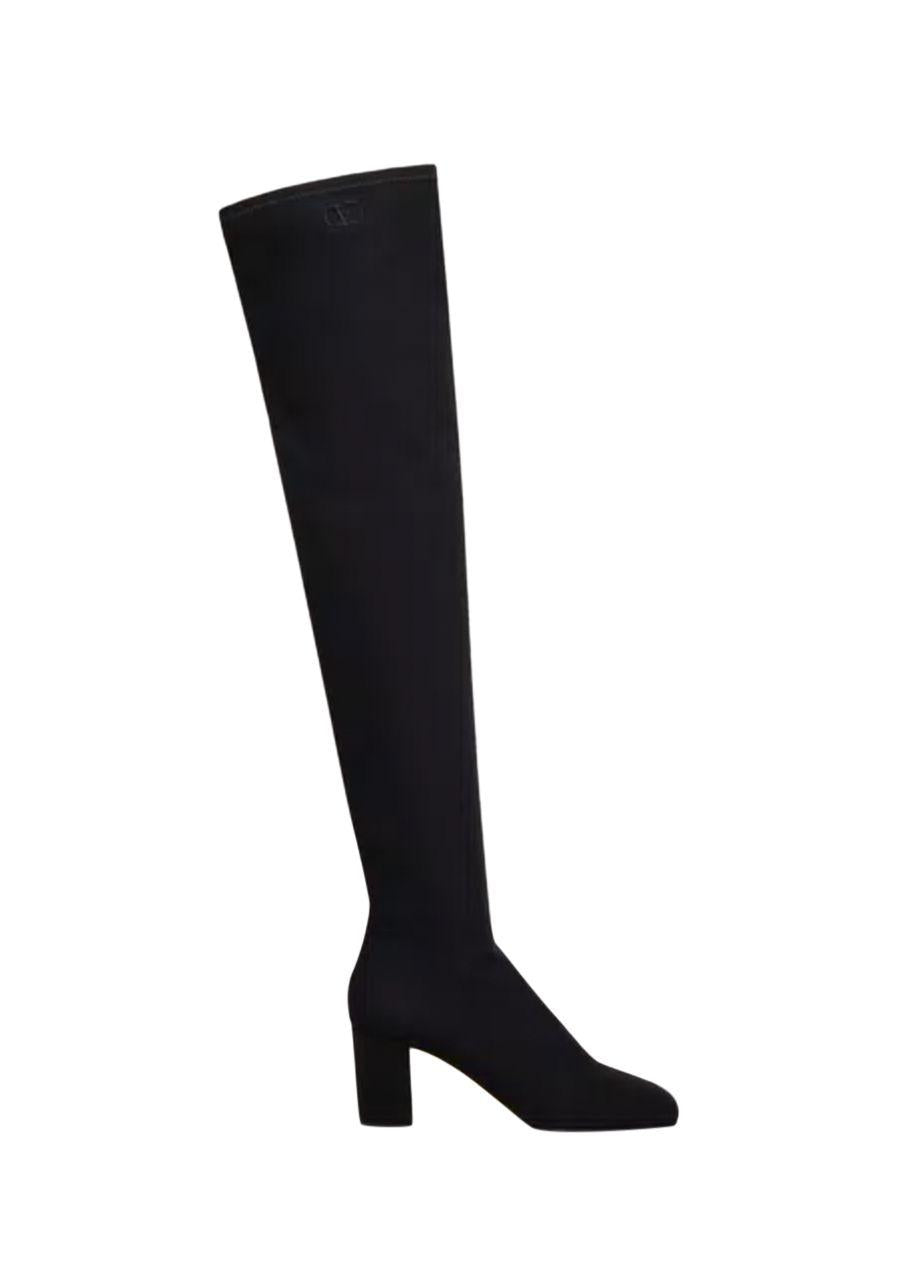 Golden Walk Over the Knee Black Stretch Boots