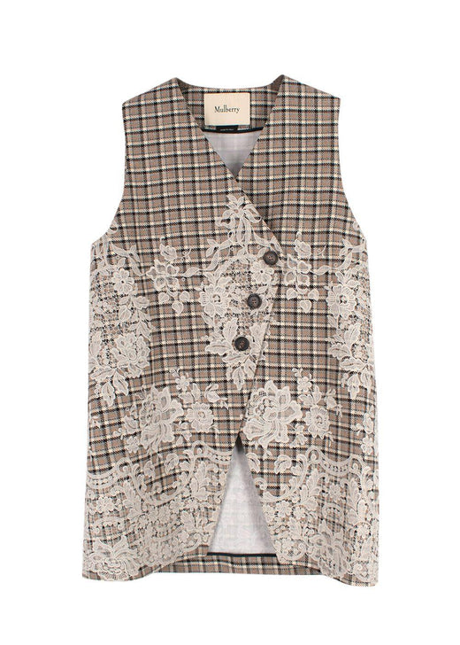 Mulberry Brown Tweed Asymmetric Waistcoat
