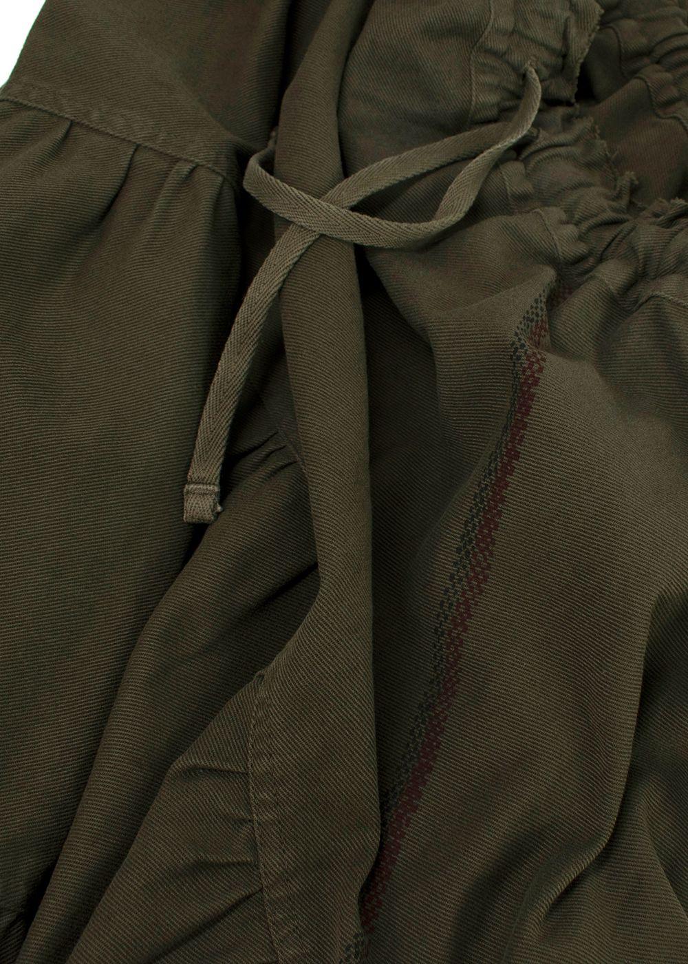 Dior Khaki Union Motif Flared Midi Skirt