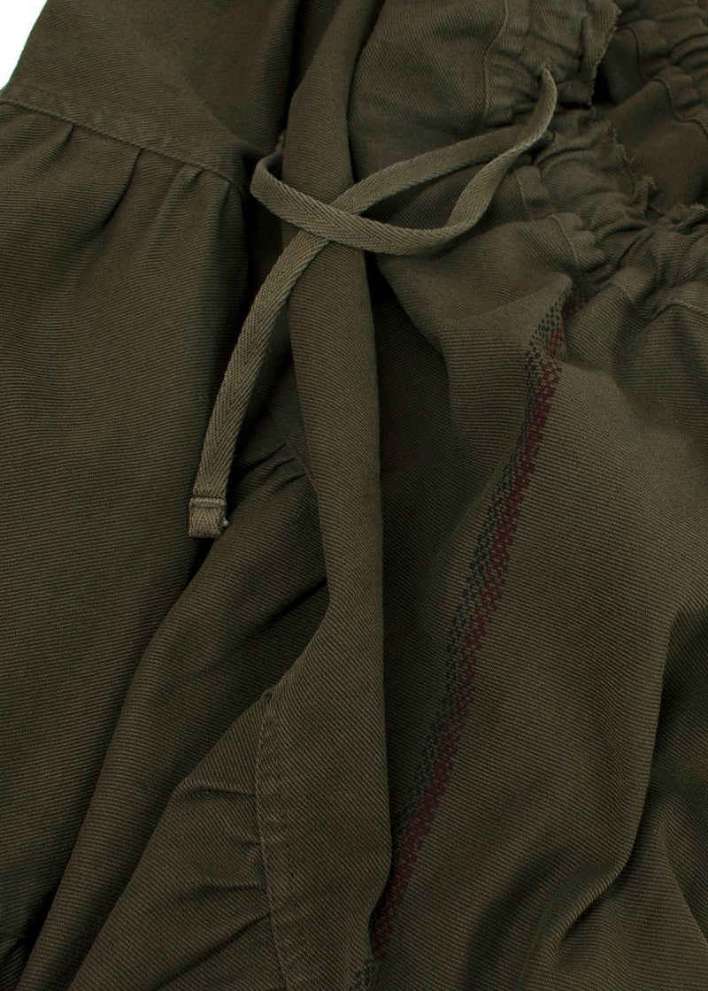 Dior Khaki Union Motif Flared Midi Skirt