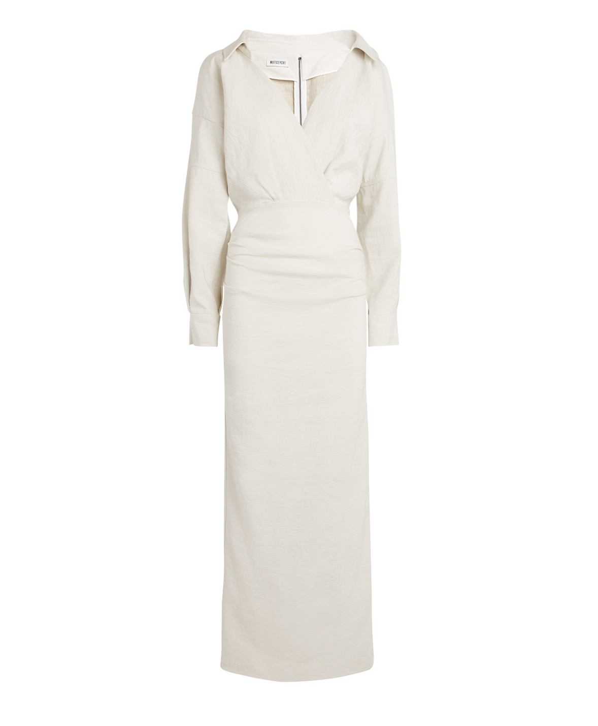Maticevski Category Ruched Linen Midi Shirt Dress