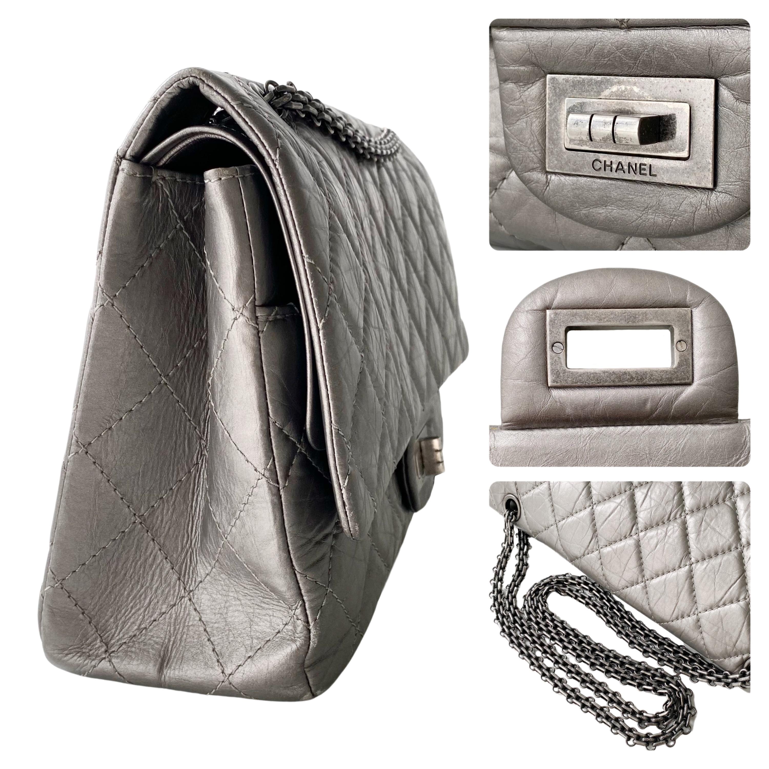 Vintage Silver Aged Leather 2.55 Reissue 227 Bag