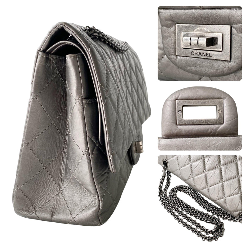 Vintage Silver Aged Leather 2.55 Reissue 227 Bag