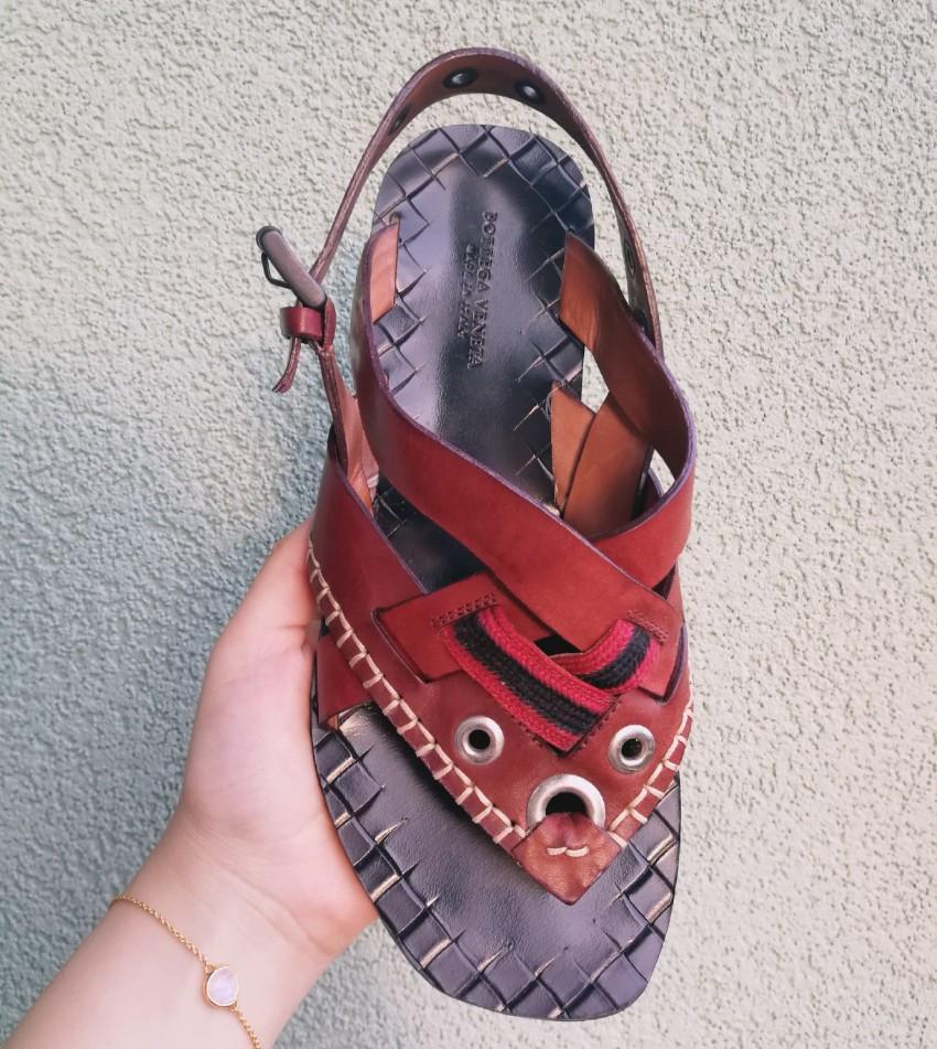 Bottega Veneta red leather sandals