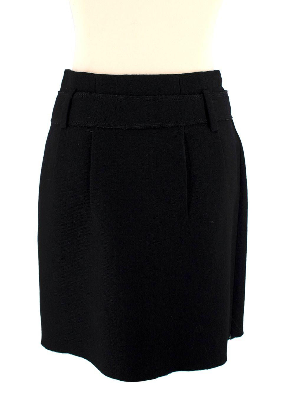 Prada Black Raw Edge Belted Mini Skirt